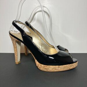 Womens JESSICA SIMPSON Tracey Black Patent Leather Platform Heels / Size 7.5 B